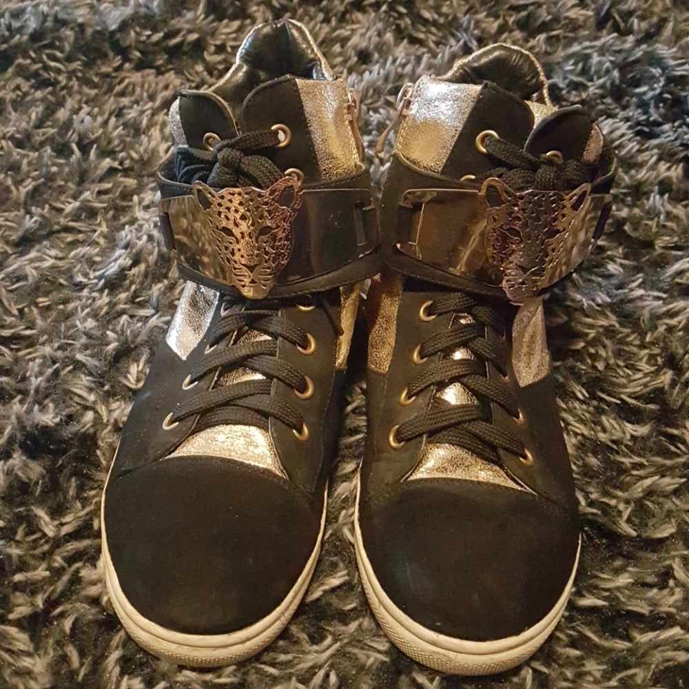 Gold Leopard Strap High Tops